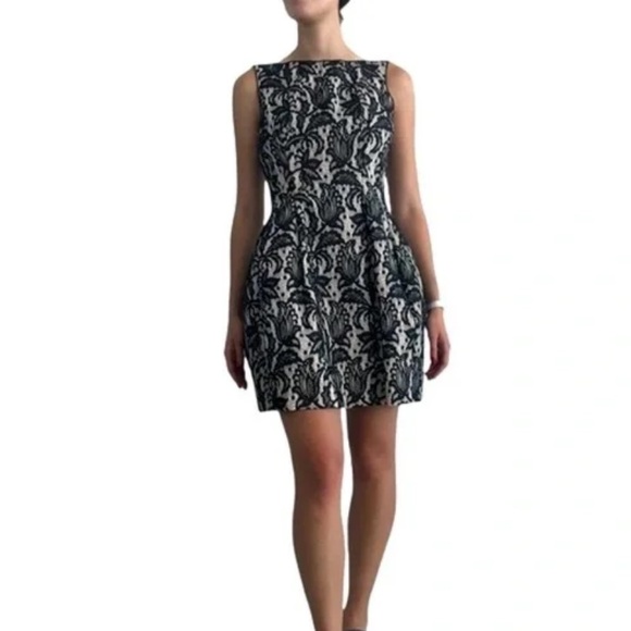 ZARA Kate Middleton Black Lace Tulip Fit & Flare Dress Size S - Picture 4 of 14
